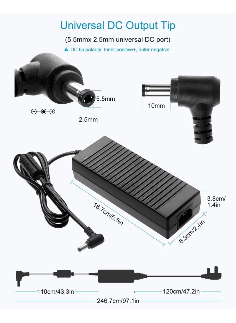 BEST ONE AC 100-240V to DC 12V 10A Power Supply Adapter Converter Transformer 12 Volt 10 Amp 120W with 5.5mm x 2.5mm /2.1mm DC Output Jack for 5050 3528 LED Strip Light CCTV Cameras 3D Printer - Image 2